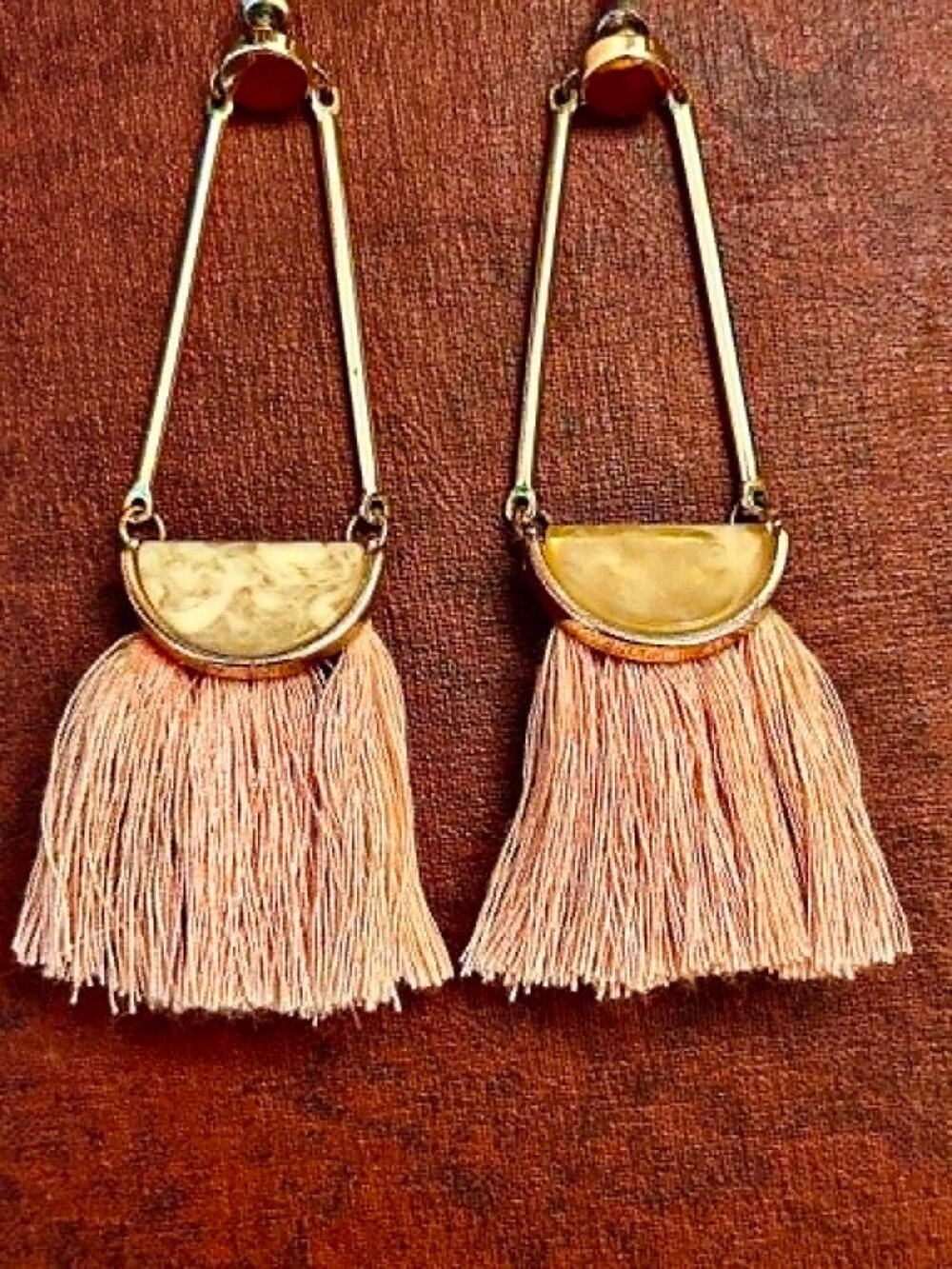 ALEXANDRA'S ACCENTS Artsy Bohemian Tassel Stone Dangle Post Earrings NWT